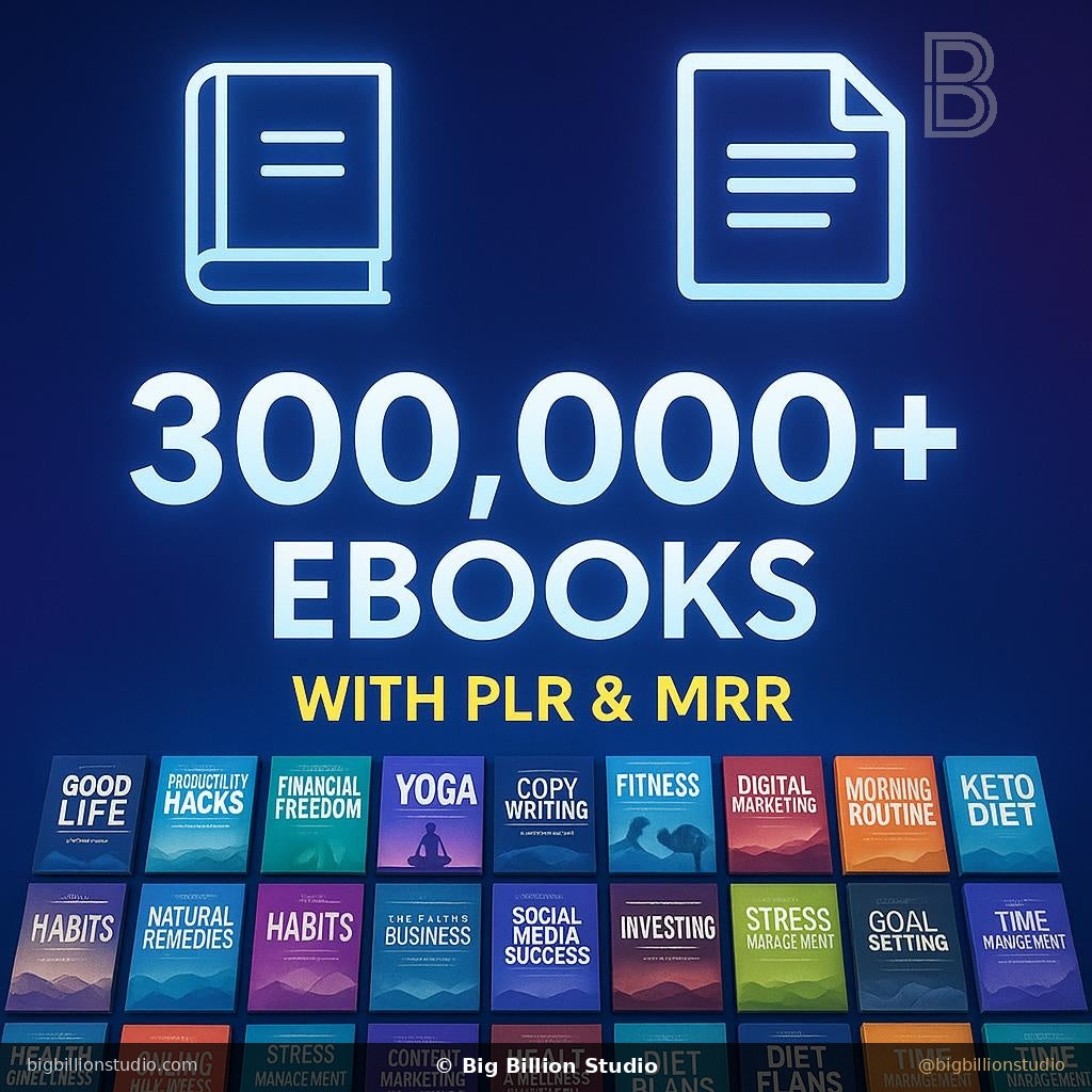 300,000+ Ultimate eBook Mega Bundle – Global Hindi & English Collection | Business, AI, Wealth & Self-Help [MRR & PLR Included]