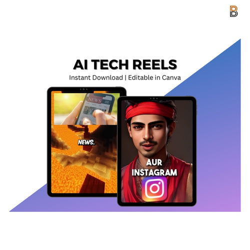 500+ AI Tech Reels Bundle — Instant Download | Editable in Canva | PLR & MRR Rights Included