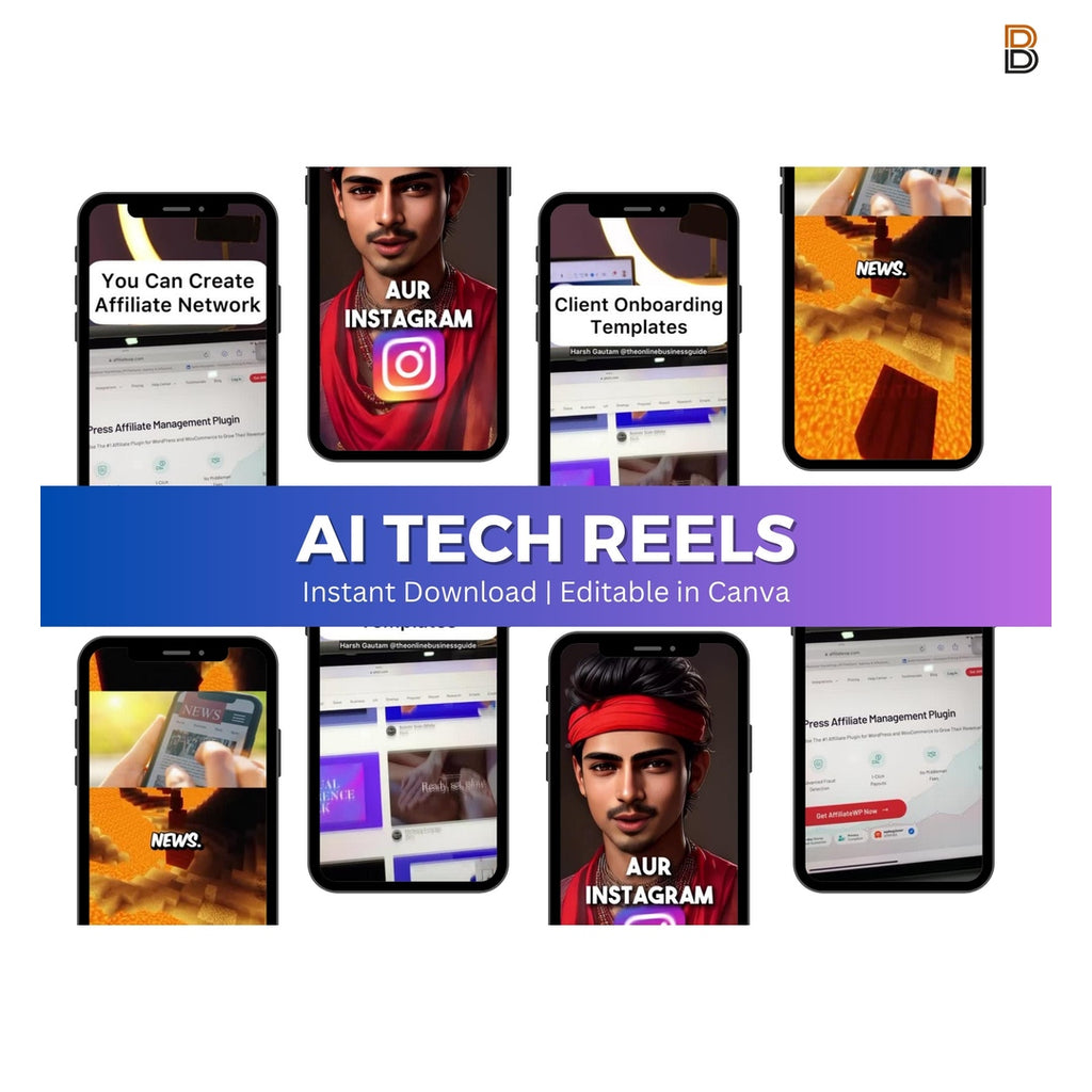 500+ AI Tech Reels Bundle — Instant Download | Editable in Canva | PLR & MRR Rights Included