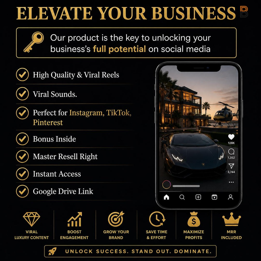 15,000+ Viral Luxury Rich Lifestyle Video Reels | Cars Yacht Plane | TikTok Instagram YouTube | MRR PLR | Instant Download