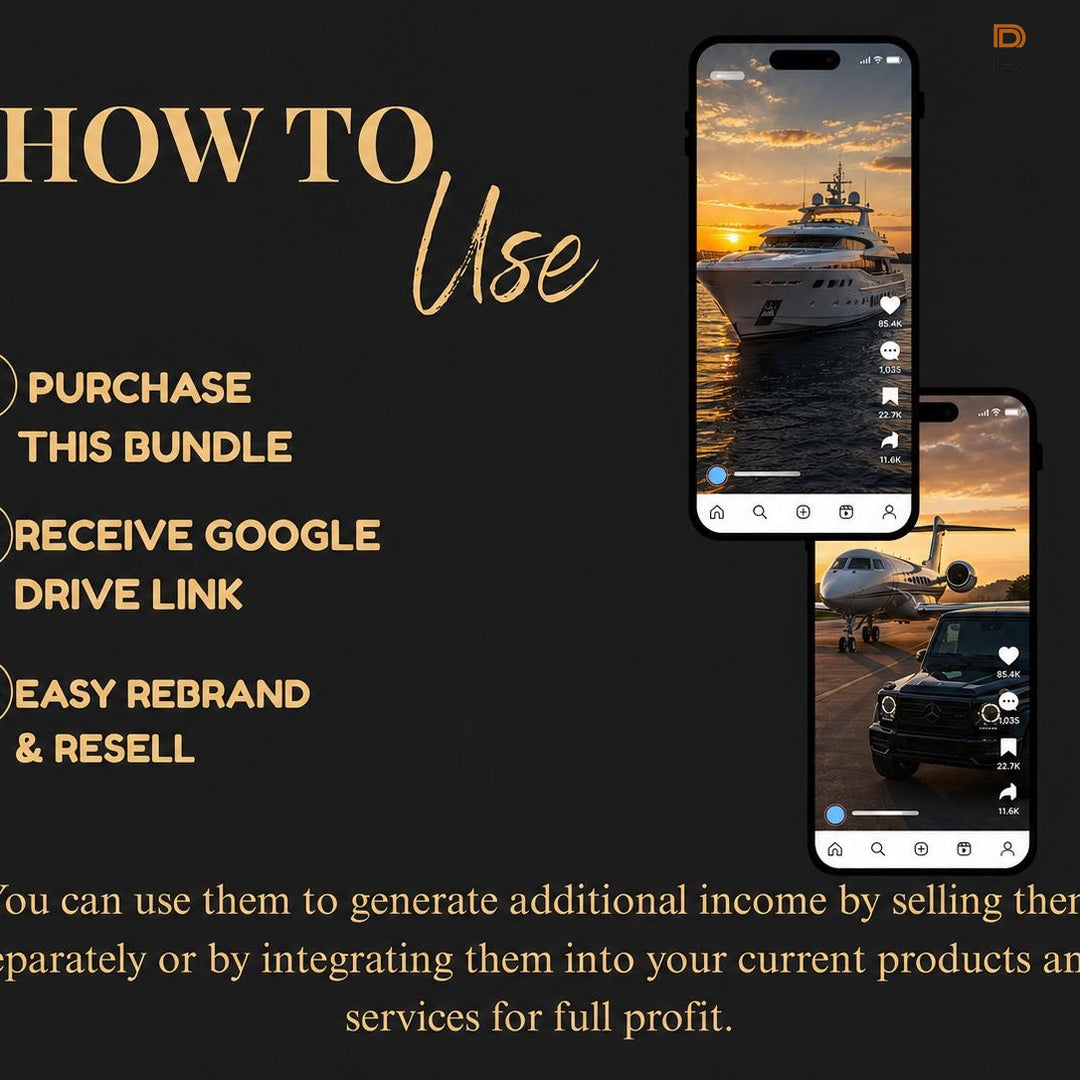 15,000+ Viral Luxury Rich Lifestyle Video Reels | Cars Yacht Plane | TikTok Instagram YouTube | MRR PLR | Instant Download